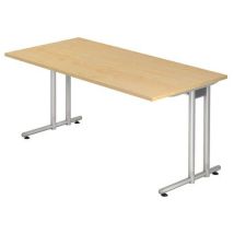 Hammerbacher - Scrivania fissa 160 cm serie N - Acero e Argento - Licenza FSC - Eco-sensibile
