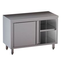 Tavolo Armadiato Inox 150x60x85 H Ante Scorrevoli - Acciaio AISI 304 - Conforme CAM