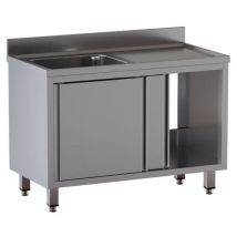 Lavatoio Inox Armadiato 1 Vasca Sgocciolatoio Destro 140x60x85H CAM