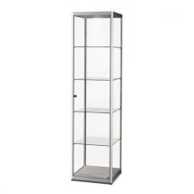 Sarazino - Vetrina Espositiva A Colonna - 50 X 50 X 200 Cm Argento