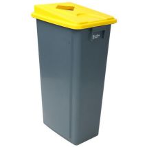 Manutan Expert - Pattumiera Raccolta Differenziata 80L Grigio Coperchio Giallo Lattine - Plastica Polipropilene - 10 Anni Garanzia