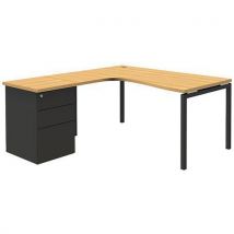 Quadrifoglio - Scrivania Compatta Estensione Dx Con Cassettiera - 120x160cm