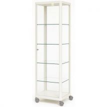 Sarazino - Vetrina Espositiva A Colonna Su Rotelle-50x50x200cm-bianco
