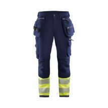Blaklader - Pantaloni da lavoro alta visibilità stretch 4D - Blu/Giallo Fluo - Taglia 38 - EN 14404 EN 20471