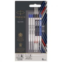Balpen/gelpen Vulling/refill Quink Zwart Blauw Medium 6 Pack, - Parker