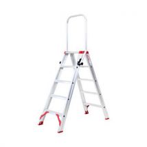 Dubbelz. Trapladder, 2x5 Treden, Inklapbare Reling, - Solide