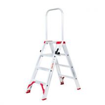 Dubbelz. Trapladder, 2x4 Treden, Inklapbare Reling, - Solide