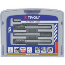 Tivoly - Koffer met vijlfrezen carbide Ø 8 mm recht - Tivoly