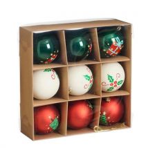 Koffer 9 Kerstballen, Onbreekbaar - 3 Verschillende Kleuren,