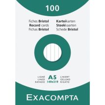 Steekkaart Gelijnd Niet Geperforeerd 148x210 Wit Pak 100, - Exacompta