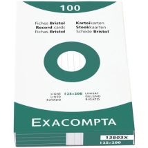 Steekkaart Gelijnd Niet Geperforeerd125x200 Wit Pak 100, - Exacompta