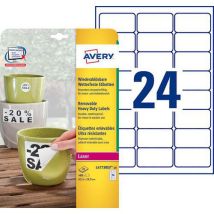 480 Verwijderbare, Ultrabestendige Etiketten 63,5 X 33,9 Mm, - Avery
