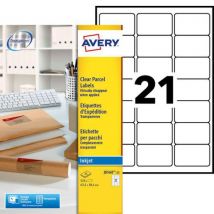 Adresetiketten Inkjet Transparant 63,5x38,1 Mm, - Avery