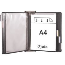 Djois Made By Tarifold - Wandhouder met 10 A4 hoezen - Zwart - Draaibaar - Lean Management
