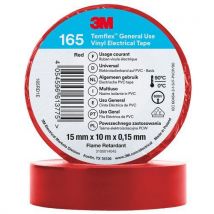 3M - Temflex 165 Isolatietape - 10m x 15mm Rood - Hoge Kwaliteit