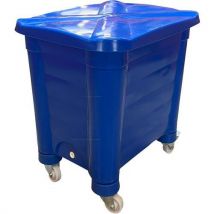 Opslagbak Met Deksel En Wielen - 200 L - Blauw, - EMP