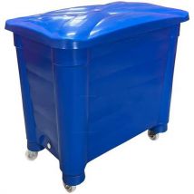 Opslagbak Met Deksel En Wielen - 325 L - Blauw, - EMP