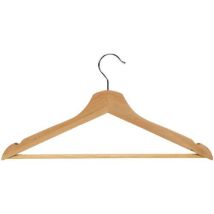 Vepabins - Houten kledinghanger met broeklat - Natuurhout - 43x21 cm - Stevig & Stijlvol