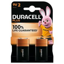 Duracell - Alkalinebatterij 9V Plus 100% - 2 stuks - Langdurige energie voor elektronica