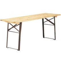Caray - Houten Klaptafel Eiken - 220x70x77 cm - Inklapbaar 11 cm - Massief Eiken & Staal