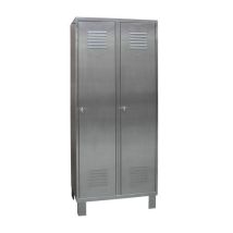 Caray - Garderobekast Zware Industrie - RVS - Op poten - 2 deuren - 3 vakken - 1940x800x490mm