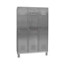 Caray - Garderobekast Zware Industrie - RVS - 3 Kolommen - Op poten - 1940x1200x490mm