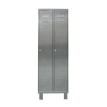 Caray - Garderobekast RVS 2 Kolommen - Lichte Industrie - Op Poten - 600x490x1940mm