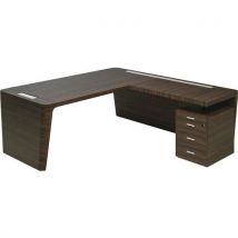 Hoekbureau Met Lade X10 210x220x76 Ebbenhout, - Quadrifoglio