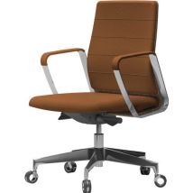 Fauteuil Directa Laag, Leder 096-tabak Amerik. Walnoot Rugl., - Quadrifoglio
