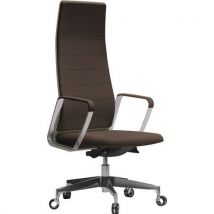 Fauteuil Directa Hoog, Leder 095-d.bruin, Grijs Iepen Rugl., - Quadrifoglio