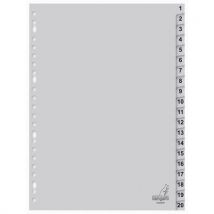 Tabblad A4 Cijfers Pp 120 Micron Grijs 23-gaats 1-20, - Kangaro