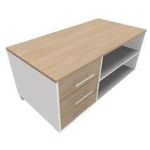 Verrijdbare Werktafel Prim 3 Laden Wit-eiken, - Simmob