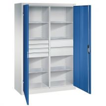 Gereedschapskast 6 Legborden 6 Laden 1950x1200x500 Blauw, - CP