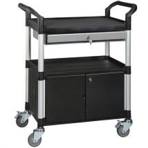 Polypropyleen wagen - 3 plateaus - Met lade en gesloten ladeblok - Draagvermogen 250 kg - Matador