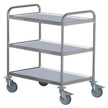 Roestvrij stalen serveerwagen - 3 legborden - Draagvermogen 130 kg - Hupfer