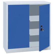 Te Monteren Klapdeurkast H1000xd423xb1000 Grijs/blauw + 2 Legborden, - Manutan Expert