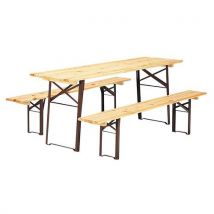 Caray - Set houten tafel en klapbanken 220 cm