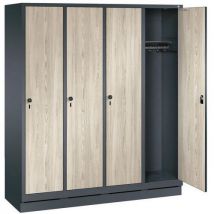 CP - Garderobekast met houten deur Evolo - 2 tot 4 kolommen breedte 300 mm - Op sokkel