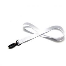 Keycord Plat 15 Mm Met Kunststof Karabijnhaak - Wit,