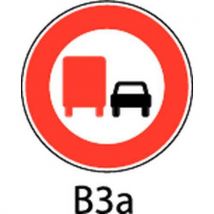Signaalbord - B3a - Verbod aan vrachtwagens om motorvoertuigen, andere dan diegenen met twee wielen zonder zijspan, in te halen