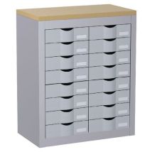 Werktafel Met Opbergmodule 16 Lades, Hoogte 75 Cm, Aluminium, - Paperflow