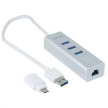 Adapter USB 3.0 metaal gigabit - hub - omzetting USB type C - CUC