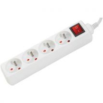 Stekkerdoos Met 4 Stopcontacten En Witte Schakelaar - 4,0 M, - Dexlan