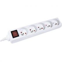 Stopcontact - 5 stopcontacten + schakelaar - wit - 4 mtr. - Dexlan