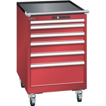 Verrijdbare Ladekast Robijnrood Ral3003, 564x725x890 6 Lade, - Lista
