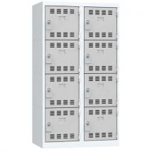 Garderobekast 2 Kolommen 400mm, 4 Vakken Sleutels Grijs, - Vinco