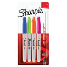 Set van 4 permanente markeerstiften Sharpie Fine - Diverse vrolijke kleuren - Sharpie - Brand