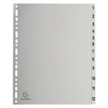 Tabblad Met Bedrukte Tabs In Grijs Pp 12 Tabs 1 Tot 12 A4+, - Exacompta