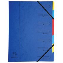Sorteermap Met Vaste Rug En Elastosluiting 7 Indeling Blauw, - Exacompta