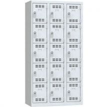 Garderobekast 3 Kolommen 300 Mm, 5 Vakken Sleutels Grijs, - Vinco